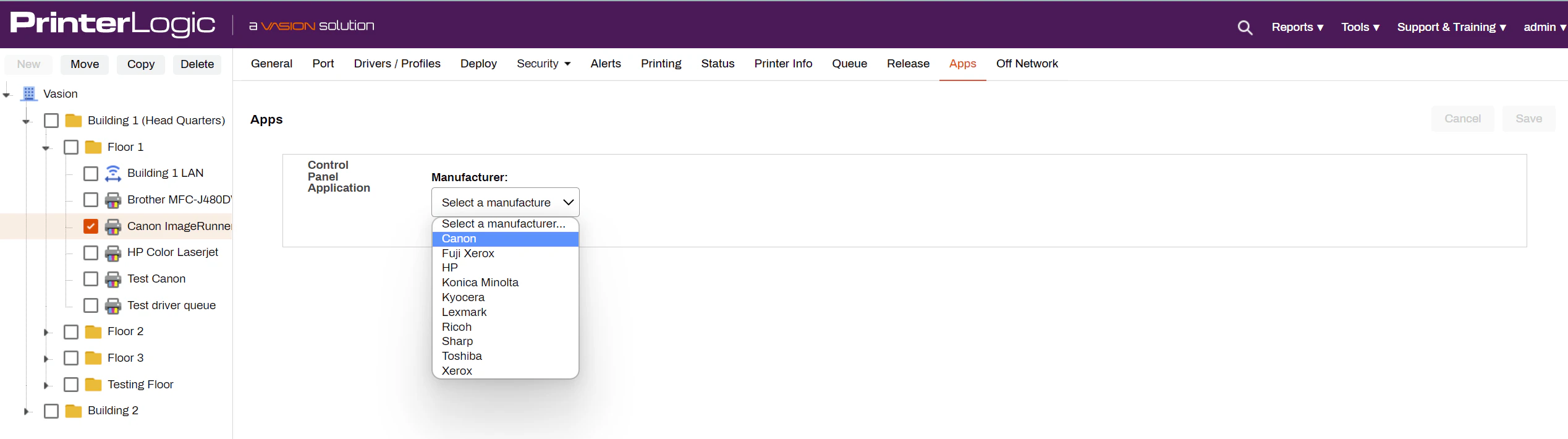 screenshot of Vasion Print
